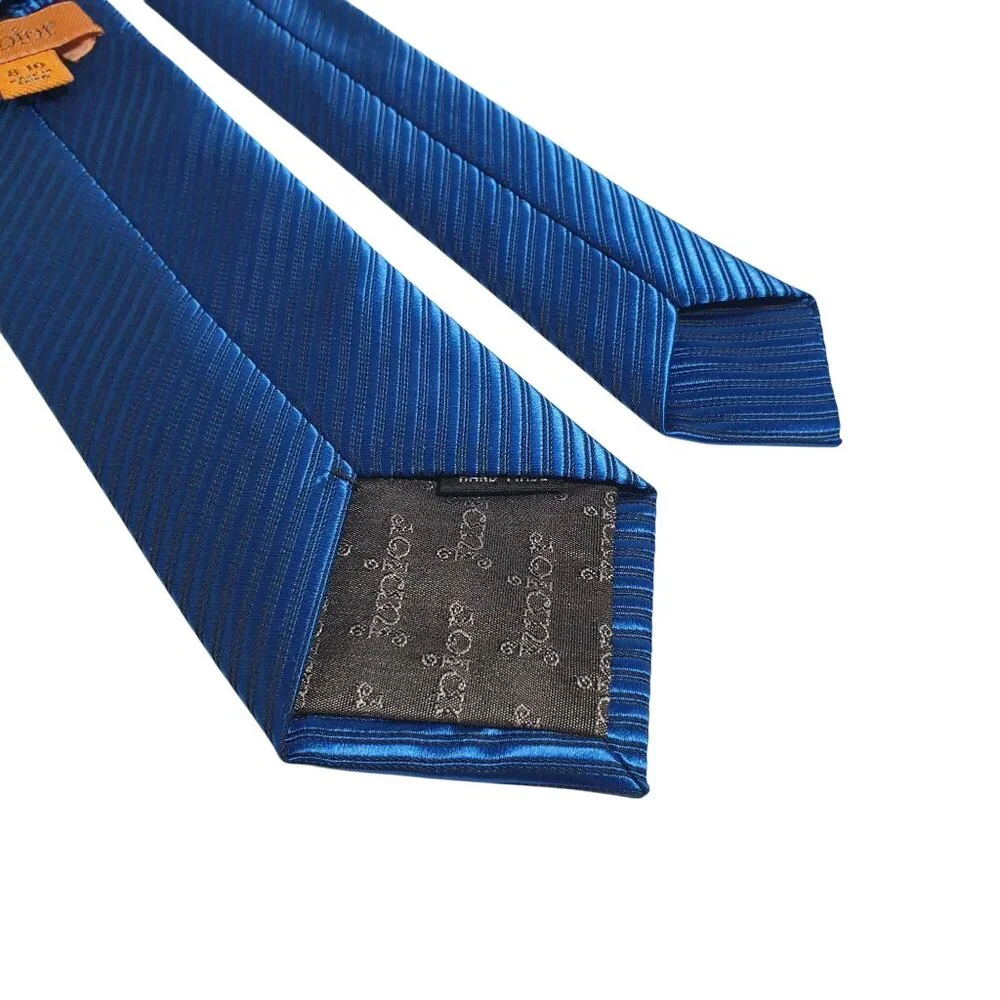 R Junior Children Boy Silk Blue Striped Necktie Size 8-10 Gift Formal Clothing